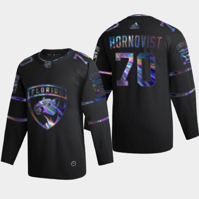 Florida Panthers #70 Patric Hornqvist Men's Nike Iridescent Holographic Collection NHL Jersey - Black Men's